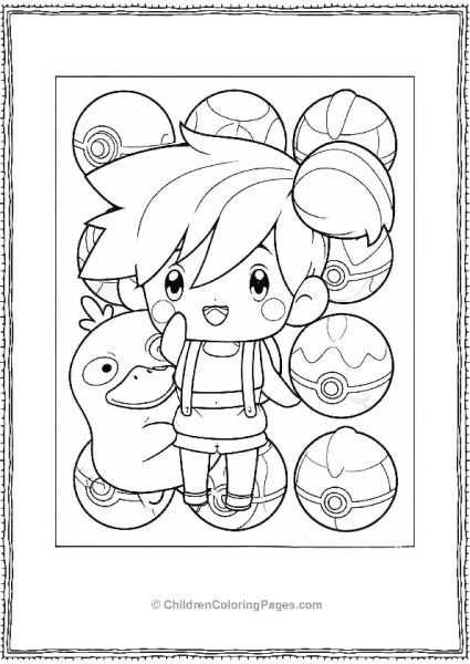 Misty Psyduck And Pokeballs Free PDF Printable