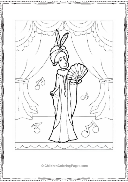 Nana Noodleman In Diva Outfit On Stage Sing Coloring Page Free PDF Printable