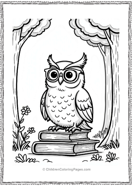 Owl Reading In A Forest Free PDF Printable