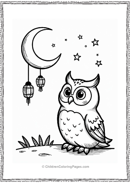 Owl Under The Crescent Moon Free PDF Printable