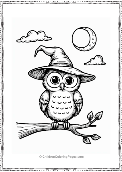 Owl With A Wizard Hat In The Moonlight Free PDF Printable
