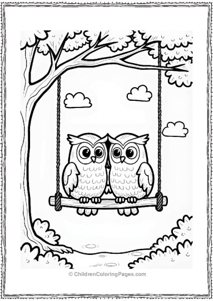 Owls On A Swing Free PDF Printable