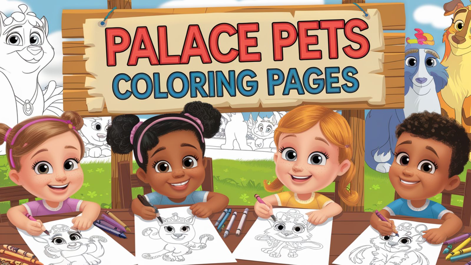 Palace Pets Coloring Pages – Free PDF Printables 🐕🐈👑