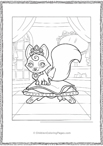Palace Pets Nuzzles With Crown Standing On Cushion Free PDF Printable