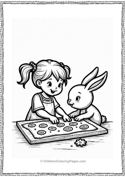 Pasta Art With A Little Girl And Bunny Free PDF Printable