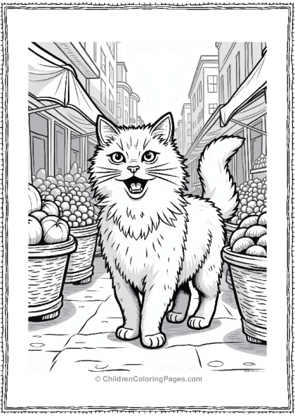 Persian Cat At A Market Stall Free PDF Printable