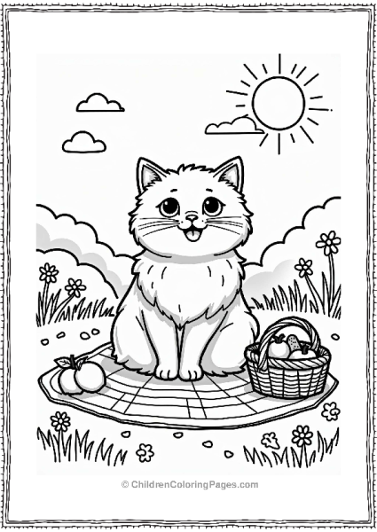 Persian Cat At A Summer Picnic Free PDF Printable