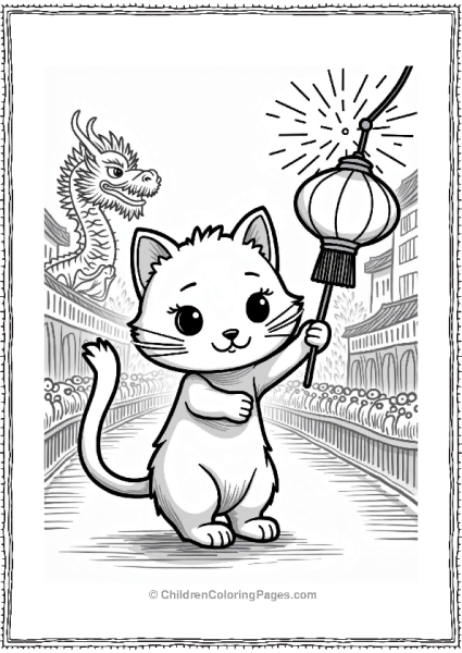 Persian Cat At Chinese New Year Parade Free PDF Printable