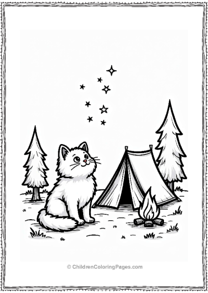 Persian Cat Camping Under The Stars Free PDF Printable