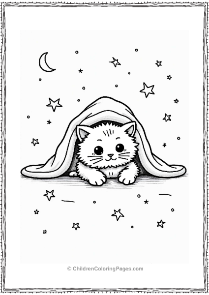 Persian Cat Hiding Under A Blanket Free PDF Printable