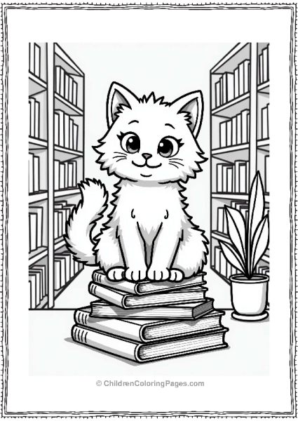 Persian Cat In A Cozy Bookstore Free PDF Printable