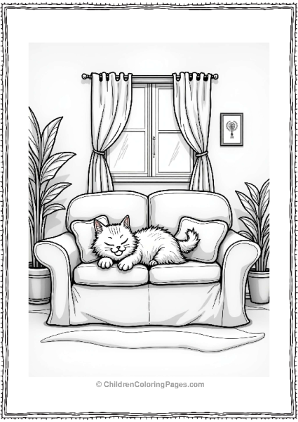 Persian Cat In A Cozy Living Room Free PDF Printable