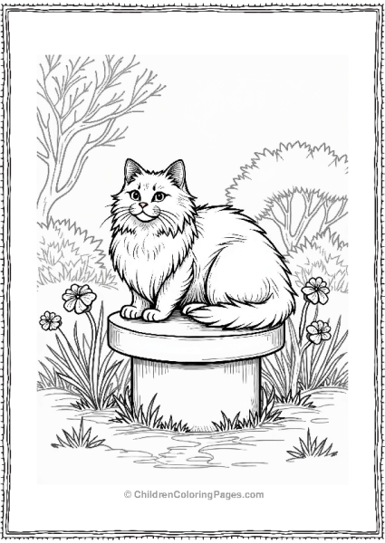 Persian Cat In A Garden Free PDF Printable