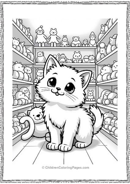 Persian Cat In A Toy Store Free PDF Printable