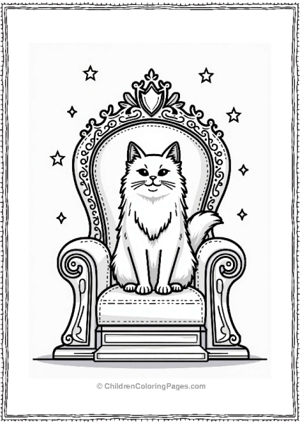 Persian Cat On A Throne Free PDF Printable