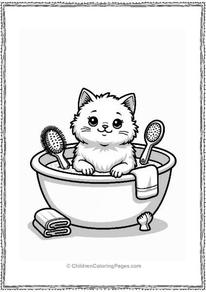 Persian Cat Relaxing In A Spa Free PDF Printable