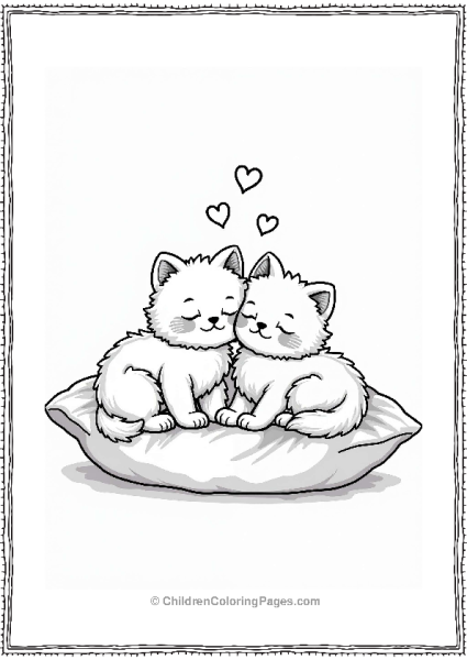 Persian Cats Snuggling With Hearts Free PDF Printable