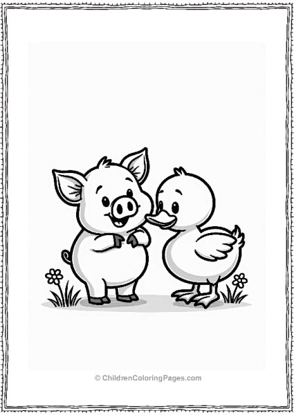 Pig And Duck Friends In A Playful Scene Free PDF Printable