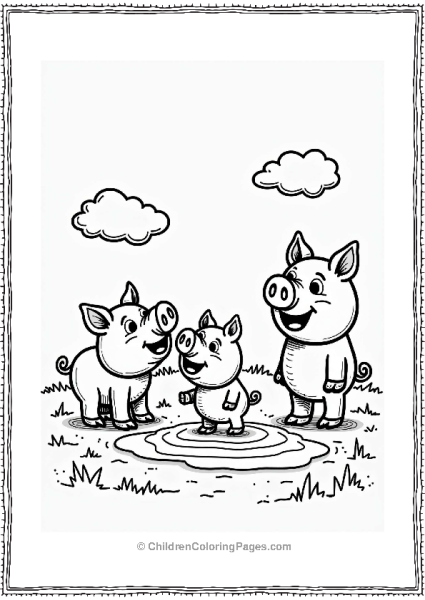 Pig Family Fun In A Muddy Field Free PDF Printable