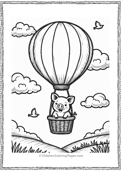 Pig In A Hot Air Balloon Free PDF Printable