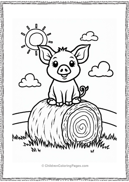 Pig On A Hay Bale Free PDF Printable