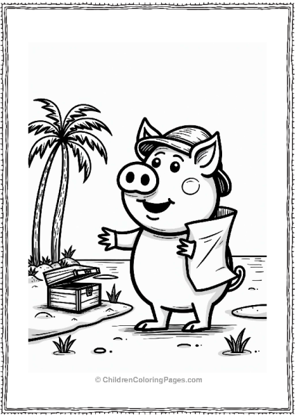 Pig On A Treasure Hunt Free PDF Printable