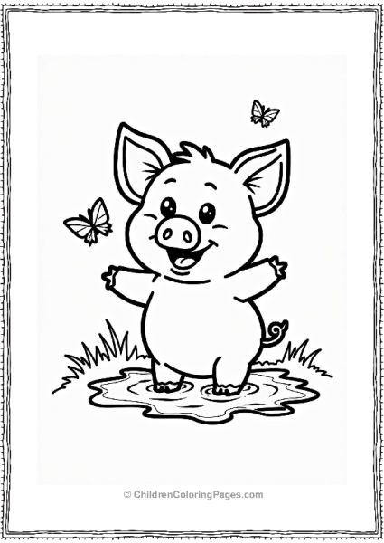 Pig Splashing In A Mud Puddle Free PDF Printable