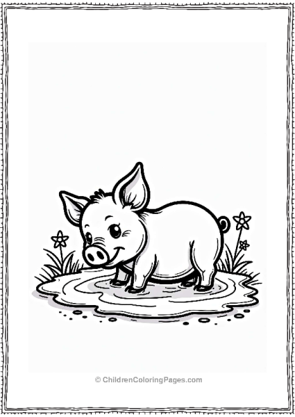 Piglet Playing In Mud Free PDF Printable