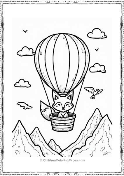 Playful Fox In A Hot Air Balloon Free PDF Printable
