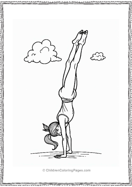 Playful Gymnast Doing A Backflip Free PDF Printable