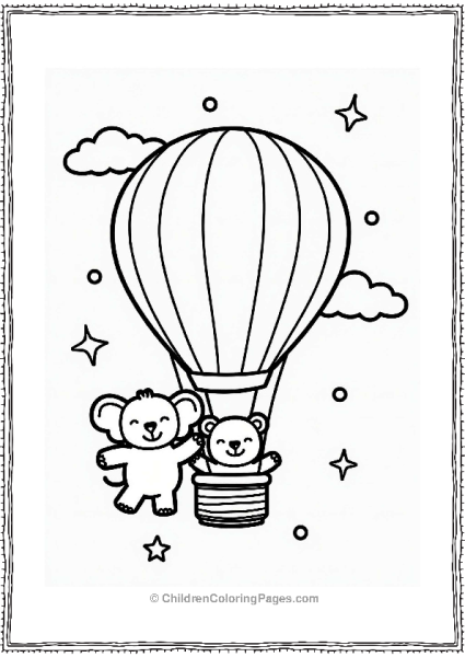 Playful Hot Air Balloons In A Starry Sky Free PDF Printable