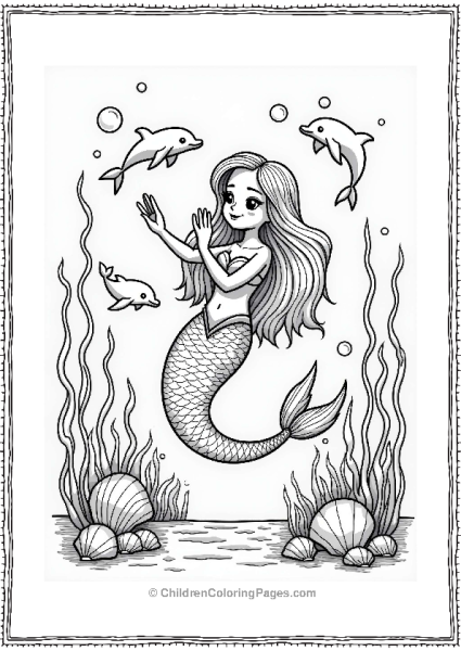Playful Mermaid Blowing Bubbles Free PDF Printable
