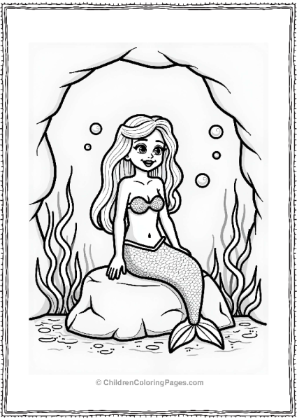Playful Mermaid In An Underwater Cave Free PDF Printable