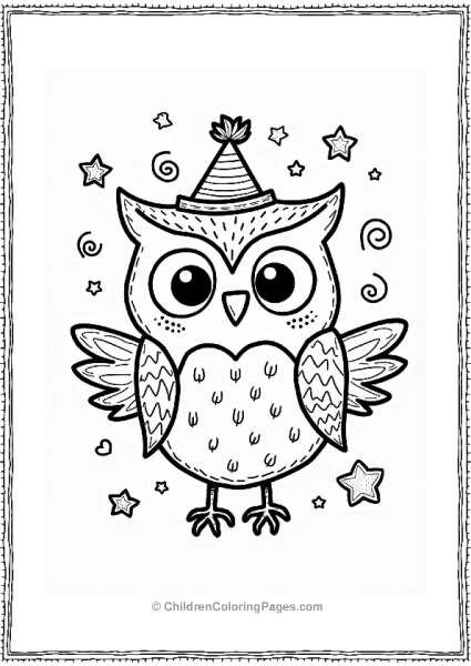 Playful Owl In A Starry Scene Free PDF Printable