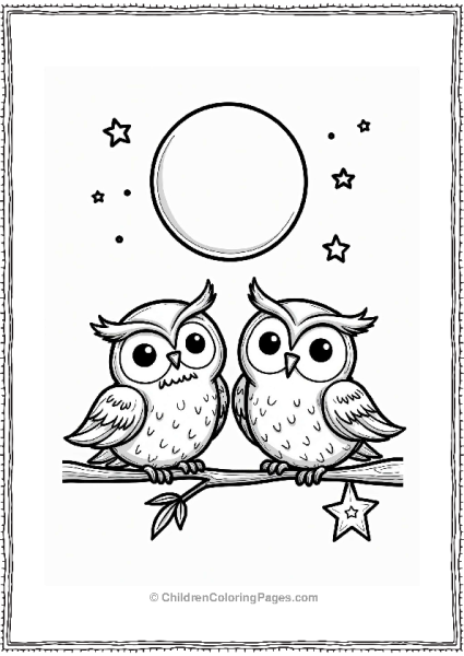 Playful Owls Under A Glowing Moon Free PDF Printable
