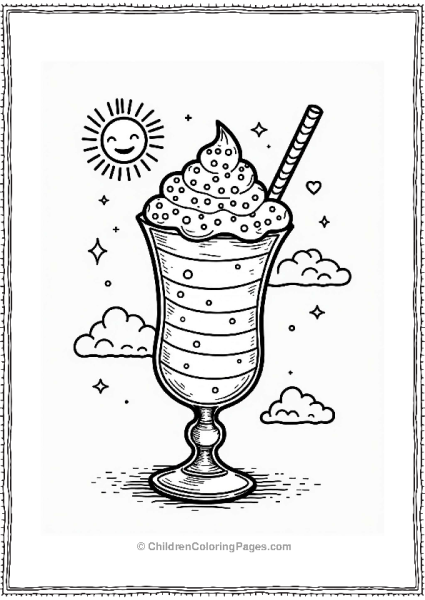 Rainbow Milkshake With Sun And Clouds Free PDF Printable