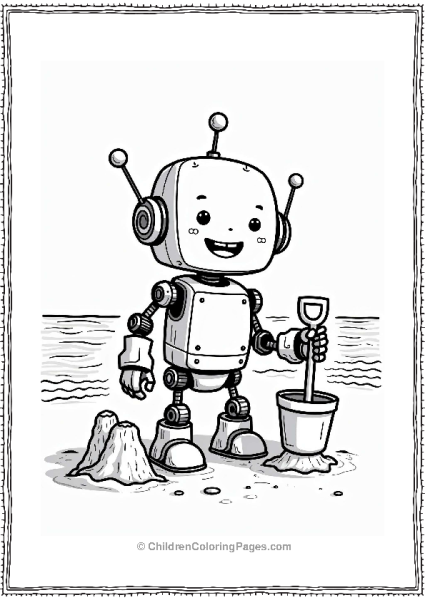 Robot Building A Sandcastle Free PDF Printable