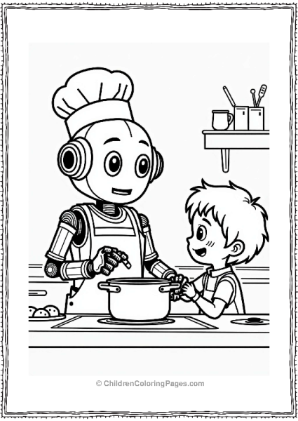 Robot Chef Cooking With Child Free PDF Printable
