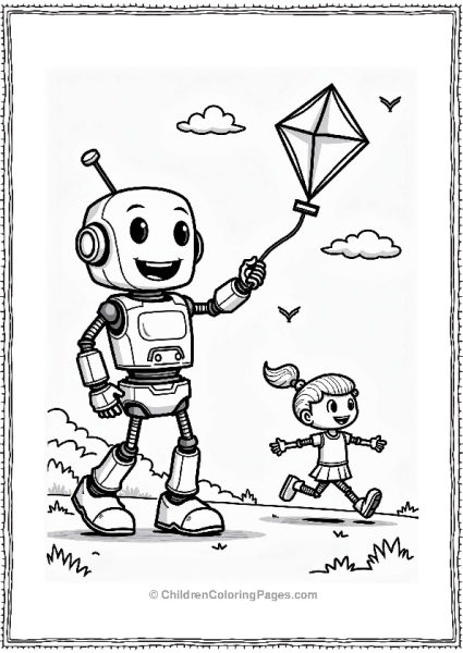 Robot Flying A Kite Free PDF Printable
