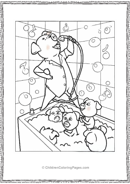 Rosita Singing In The Shower While Bathing Piglets From Sing Free PDF Printable