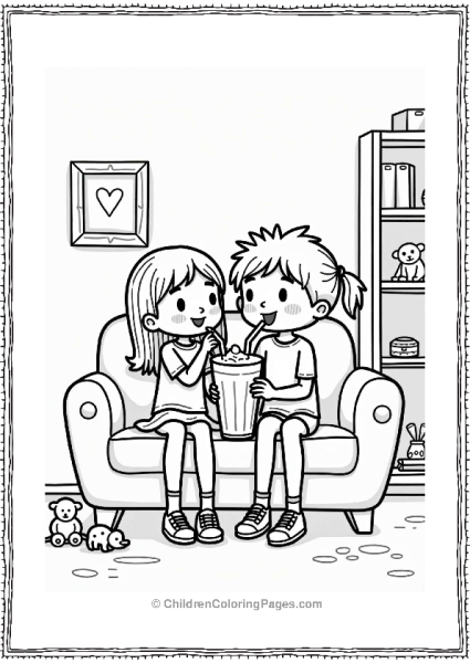 Siblings Sharing A Milkshake Free PDF Printable
