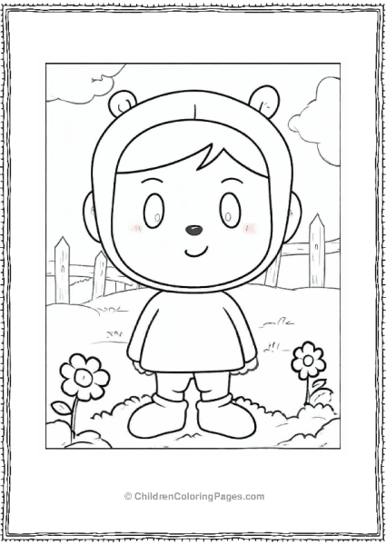 Simple Outline Of Nina From Pocoyo Free PDF Printable