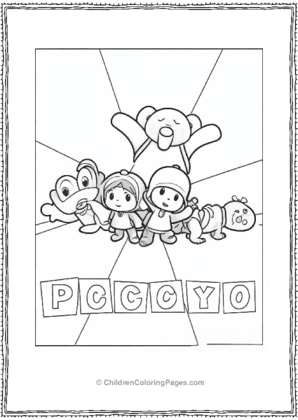 Simple Outline Of Pocoyo And Friends For Kids Free PDF Printable