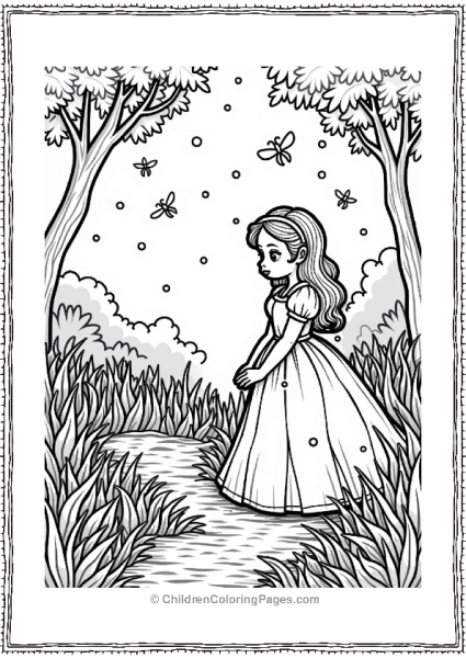Sleeping Beauty And Fireflies In The Forest Free PDF Printable