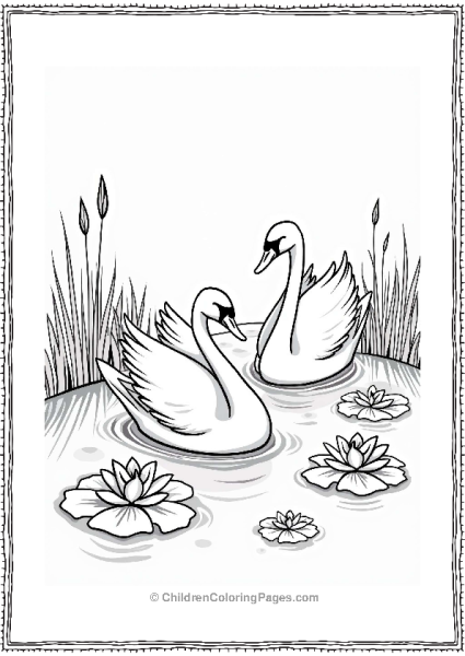 Sleeping Beauty Swans On A Serene Pond Free PDF Printable