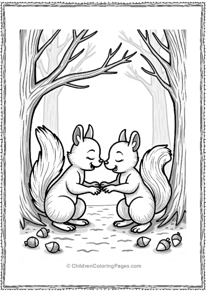 Sleeping Beauty With Playful Squirrels In Trees Free PDF Printable
