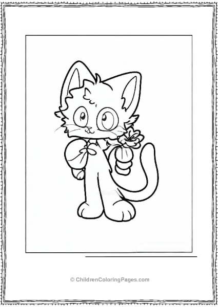 Smiling Critters Chibi CatNap Holding A Flower Free PDF Printable