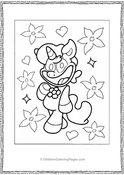 Smiling Critters CraftyCorn With Flowers Free PDF Printable