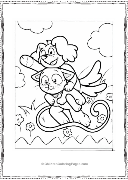 Smiling Critters DogDay Riding CatNap S Back Coloring Page Free PDF Printable