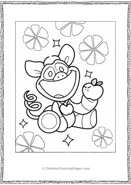 Smiling Critters PickyPiggy Eating An Apple Free PDF Printable